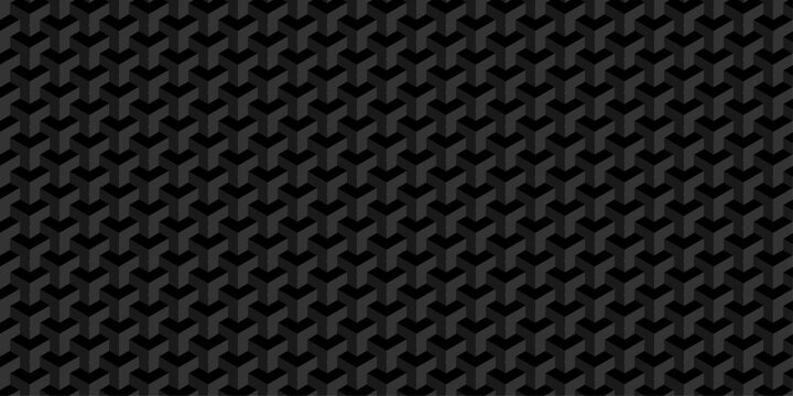 Vector structure box minimal black paper abstract cube. minimal square wall texture. geometric tile hexagon mosaic wall grid wallpaper. block cube isometric mosaic background.