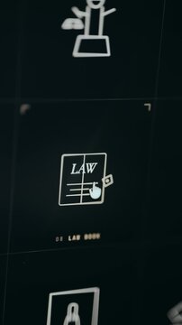 Legal book digital icon featuring a notarized approval stamp