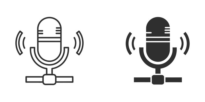 Two contrasting microphone icons with sound waves
