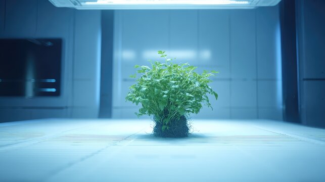 Plant thriving in a futuristic laboratory environment for research