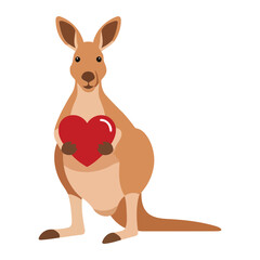 Obraz premium Kangaroo holding red heart cartoon animal mammal