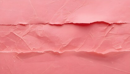 Fototapeta premium Torn pink crumpled paper background with horizontal rip