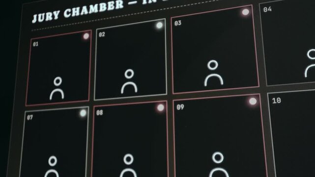 Jury room concept showing members reviewing case details
