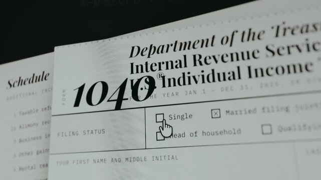 Filer selects the filing status as Single within the U.S. Individual Income Tax Return Form 1040