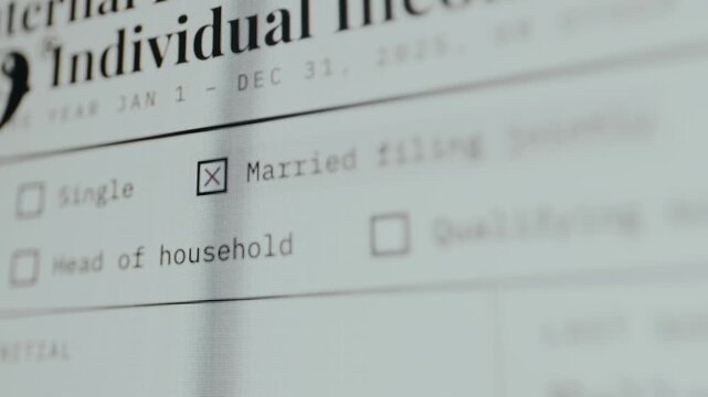 Married filing jointly is selected as filing status for individual income tax return form