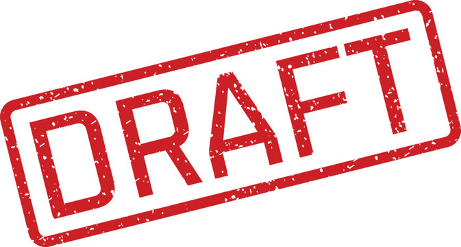 A red rectangular rubber stamp mark indicating DRAFT status with visible ink texture