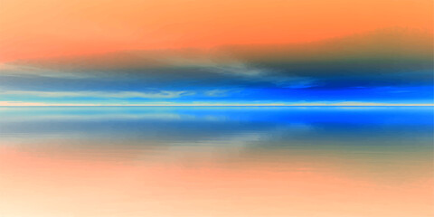 Obraz premium Abstract gradient, an interplay of vibrant hues. Blurring the line between sky and water. Capturing the essence of calm with a minimalist appeal.