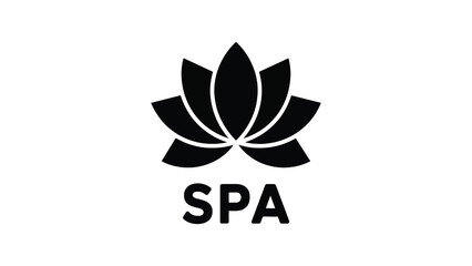 Fototapeta premium spa lotus flower icon with elegant petals minimal flat vector wellness beauty relaxation logo design concept ui ux illustration