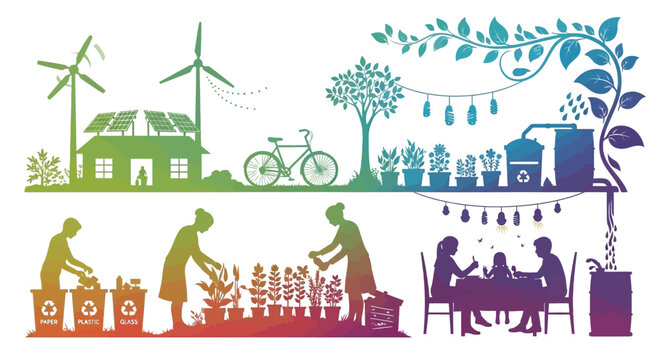 Eco-friendly living with sustainable energy and recycling practices for a greener lifestyle