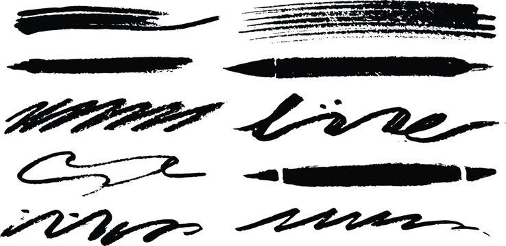Hand drawn rough dry brush strokes wavy lines and zigzags charcoal chalk texture vector illustration.