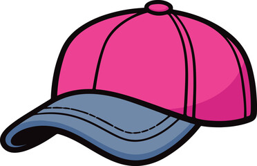 Fototapeta premium Stylish pink baseball cap with a dark grey brim, clean and modern black and white vector illustration