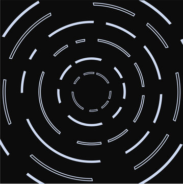 Abstract futuristic digital background with dash round lines. Vector digital technology geometric striped pattern. Science data network circle print