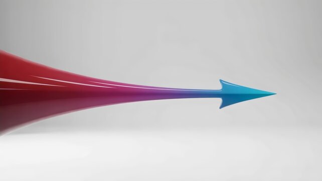 Thick red arrow narrowing to thin blue line &ndash; Suitable for precision engineering, process narrowing, or strategic focus.