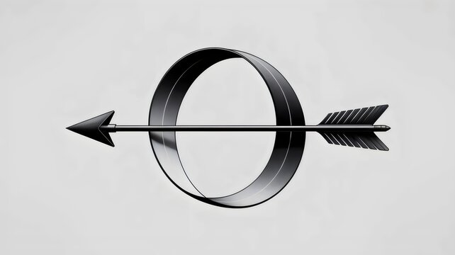 Black arrow in self-referential loop &ndash; Suitable for recursive programming, circular reasoning, or complex logic puzzles.