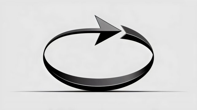 Curving paradox arrow against white &ndash; Perfect for logical fallacies, eternal return concepts, or minimalist philosophy.