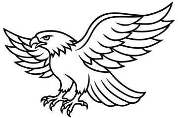 Fototapeta premium eagle bird silhouette line art vector illustration with a white background