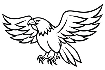 Fototapeta premium eagle bird silhouette line art vector illustration with a white background