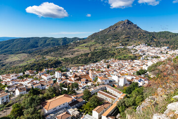 Fototapeta premium View from old castle Castillo del Aguila at white town Gaucín, Málaga province, Spain