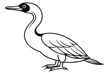 Fototapeta premium cormorant bird silhouette line art vector illustration with a white background