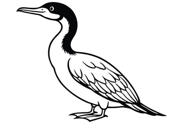 Fototapeta premium cormorant bird silhouette line art vector illustration with a white background