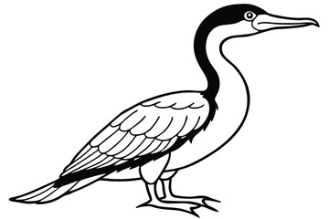 Fototapeta premium cormorant bird silhouette line art vector illustration with a white background