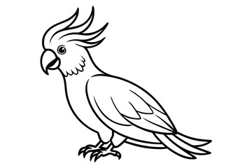 Fototapeta premium cockatoo bird silhouette line art vector illustration with a white background