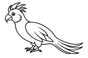 Fototapeta premium cockatoo bird silhouette line art vector illustration with a white background