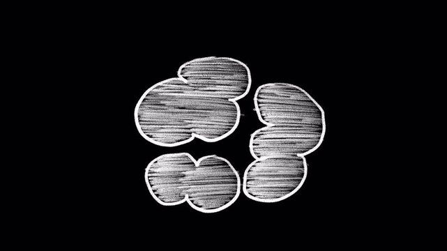 Chalk doodle exploding cloud animation, transparent background
