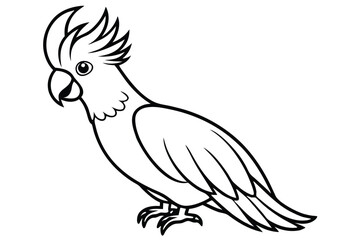 Obraz premium cockatoo bird silhouette line art vector illustration with a white background