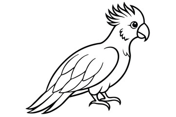 Fototapeta premium cockatoo bird silhouette line art vector illustration with a white background