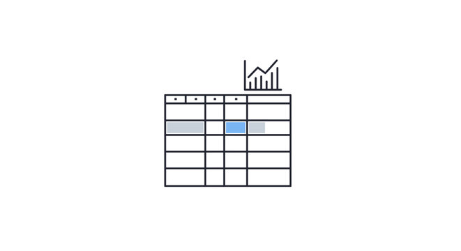 A vector graphic illustration of a table chart with a bar graph