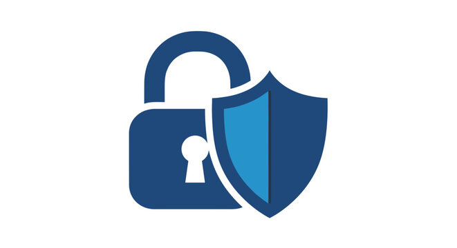 A blue padlock and shield icon representing security and protection