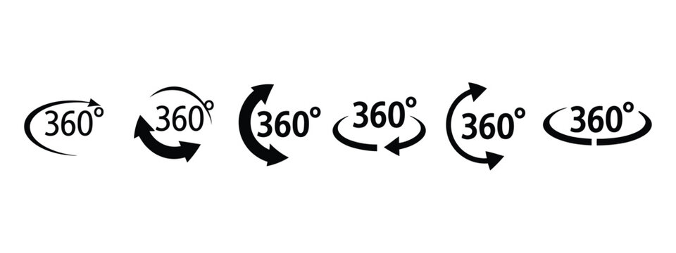 360 Rotation Cycle Symbol, Arrows Forming Complete Circle With  Orientation, Futuristic Virtual Reality Control Icon, Smooth Circular Motion