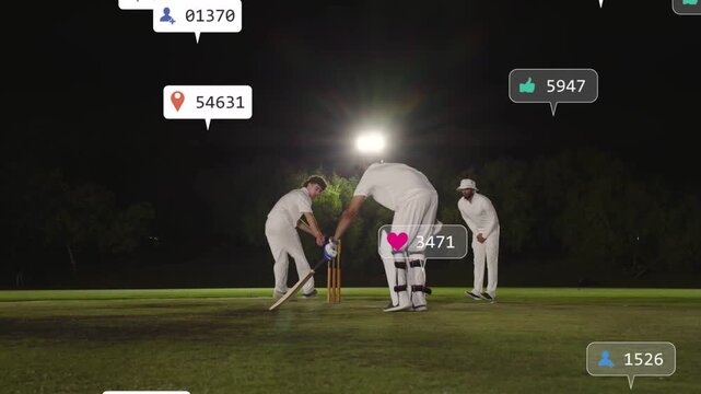 Bowler bowling, batter running to score in sports amid runout, reactions clustering then thinning