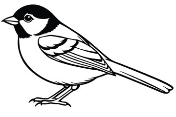 chickadee bird silhouette line art vector illustration with a white background © pipp99