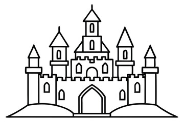 Fototapeta premium castle silhouette line art vector illustration with a white background