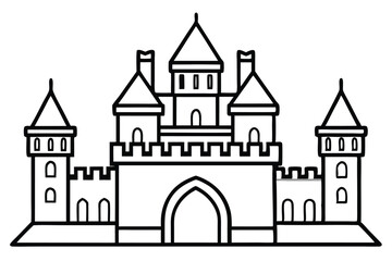 Obraz premium castle silhouette line art vector illustration with a white background