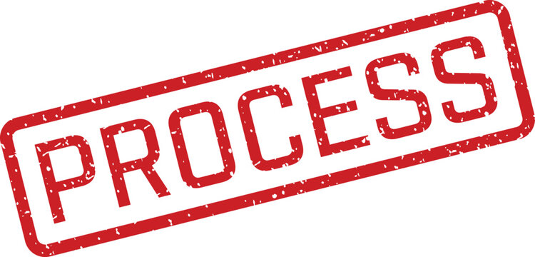 Red rubber stamp with the word 'process' isolated on white background