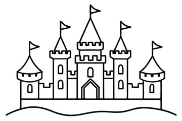 Fototapeta premium castle silhouette line art vector illustration with a white background