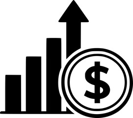 Obraz premium Business Growth Bar Chart with Dollar Profit Increase Vector Icon