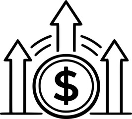 Obraz premium Financial Growth Profit Increase Dollar Arrows Business Success Vector Icon