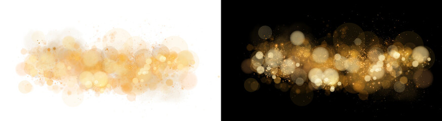 PNG image of Golden shimmering bokeh lights with sparkling dust particles on transparent background © RifahTasnia