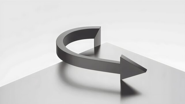 Matte gray arrow curving around corner &ndash; Perfect for logistics, process flow, or pathfinding illustrations.