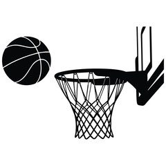  Basketball ball going into the hoop silhouette icon for sports and training logo © MDANISUR