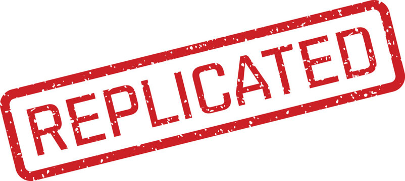 Red 'replicated' stamp illustration