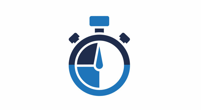 Stopwatch Timer Icon in Blue and Navy Flat Design for Time Management Speed and Countdown Vector Illustration
