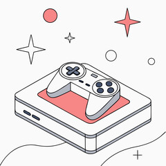 Video game controller on a console with stars ©  Image Factory