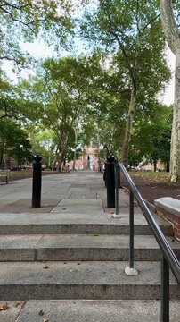 Footage of a gorgeous landscape at Independence Square in Philadelphia Pennsylvania USA