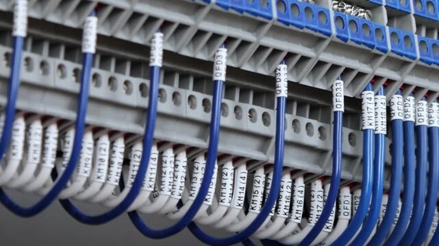 Marking electrical wiring wires with thermally printed nylon tape. 
