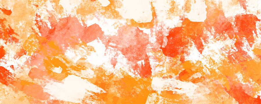 Warm orange abstract messy acrylic paint texture background, fluid watercolor grunge stain pattern, chaotic expressionist thick dab graphic resource for modern digital art presentation layout template